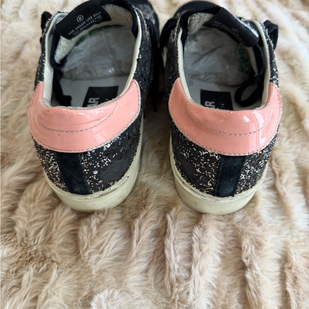 Golden Goose Black and Pink Glitter Athletic Shoes - Picture 3 of 12